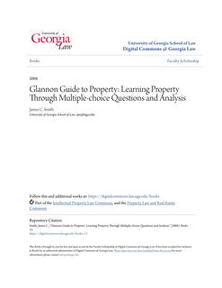 Glannon Guide to Property: Learning Property Through Multiple-choice Questions and Analysis