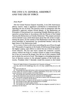 The 25th U.N. General Assembly and the Use of Force